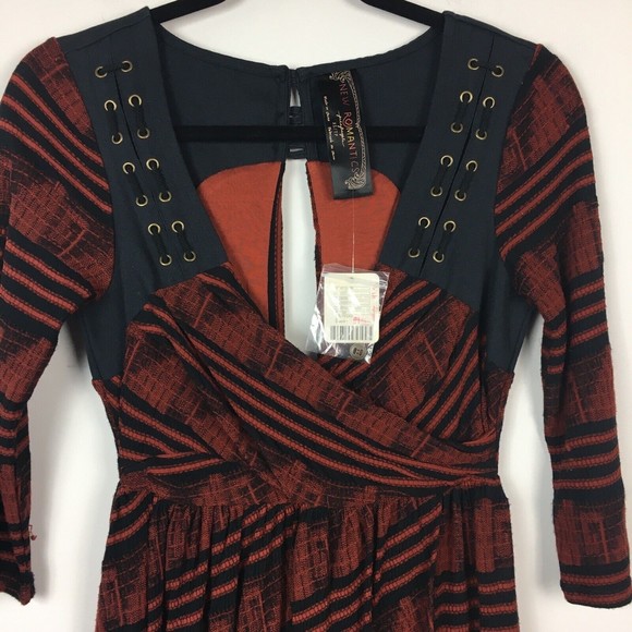 NWT Free People NEW ROMANTICS Lelani Hi-Lo Wrap Dress Women Sz XS Red Black - Picture 3 of 7